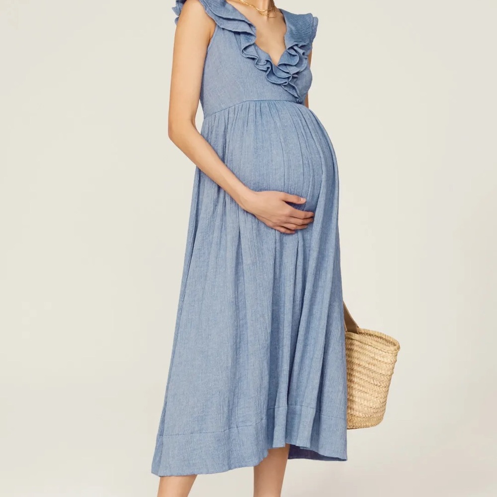 Hatch Blue Ruffle Maxi Dress